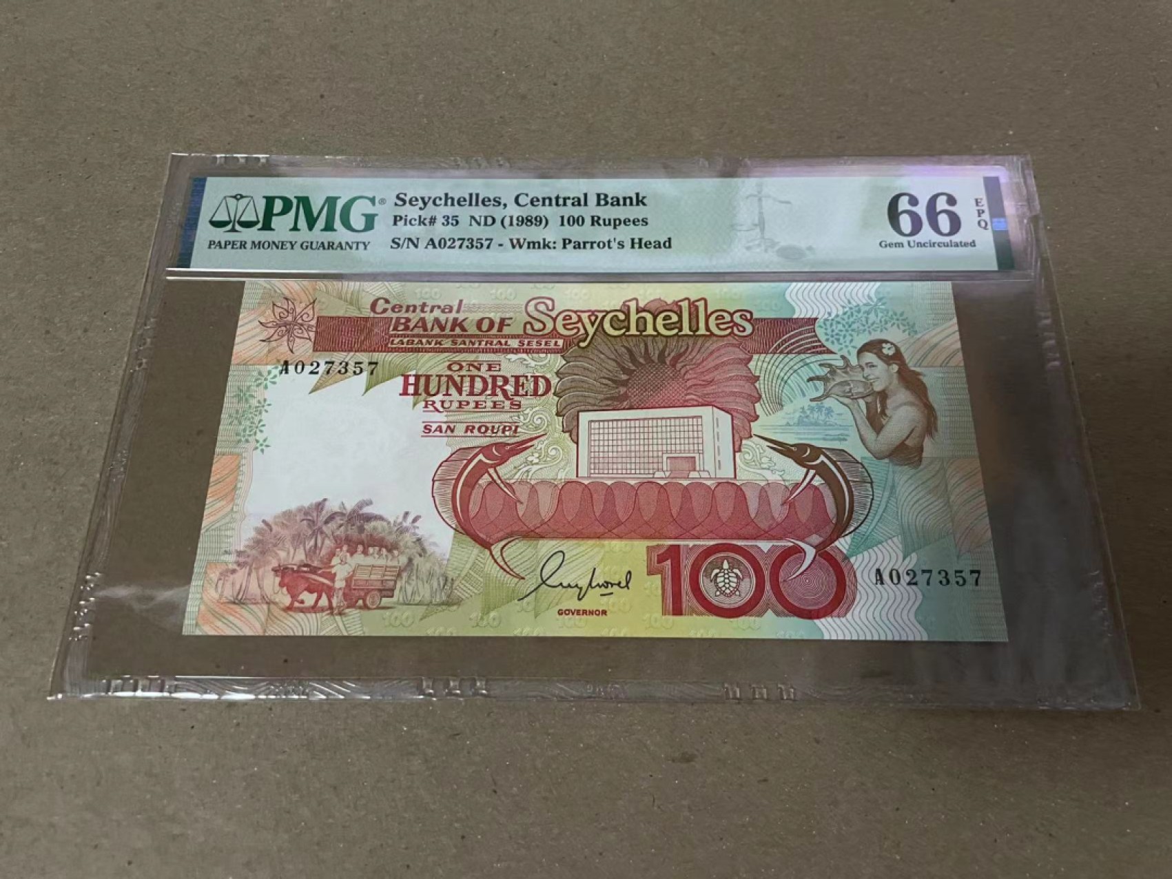 【Blue Auction】✨世界纸币精拍第235期【精】 塞舌尔 1989年100卢比 PMG66EPQ 