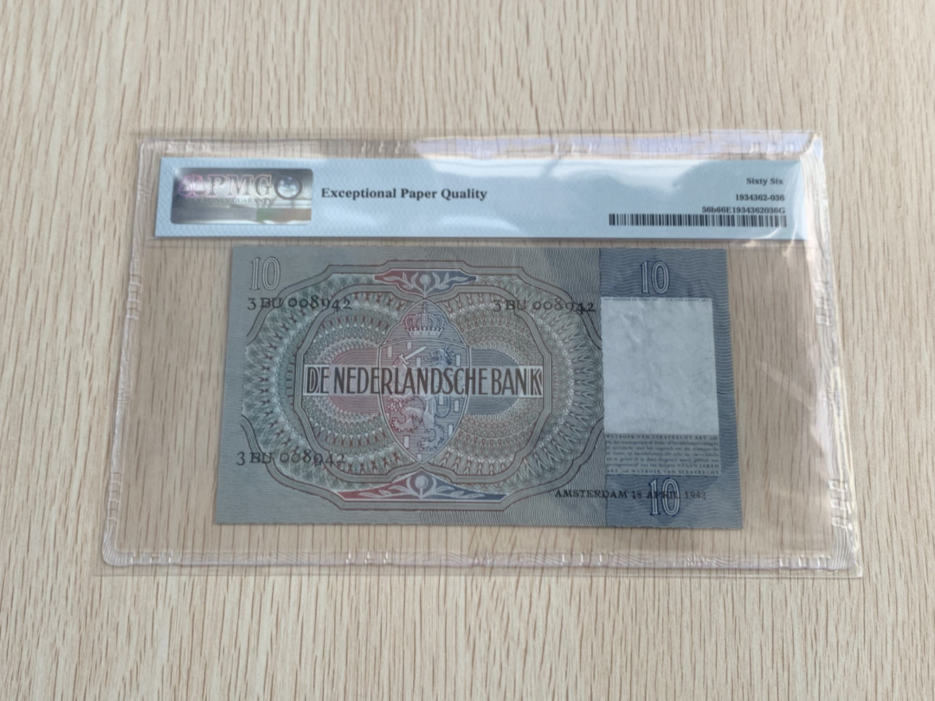 【Blue Auction】✨世界纸币精拍第235期【精】 【千位小号】荷兰 1941-42年10盾 PMG66EPQ 牧羊女