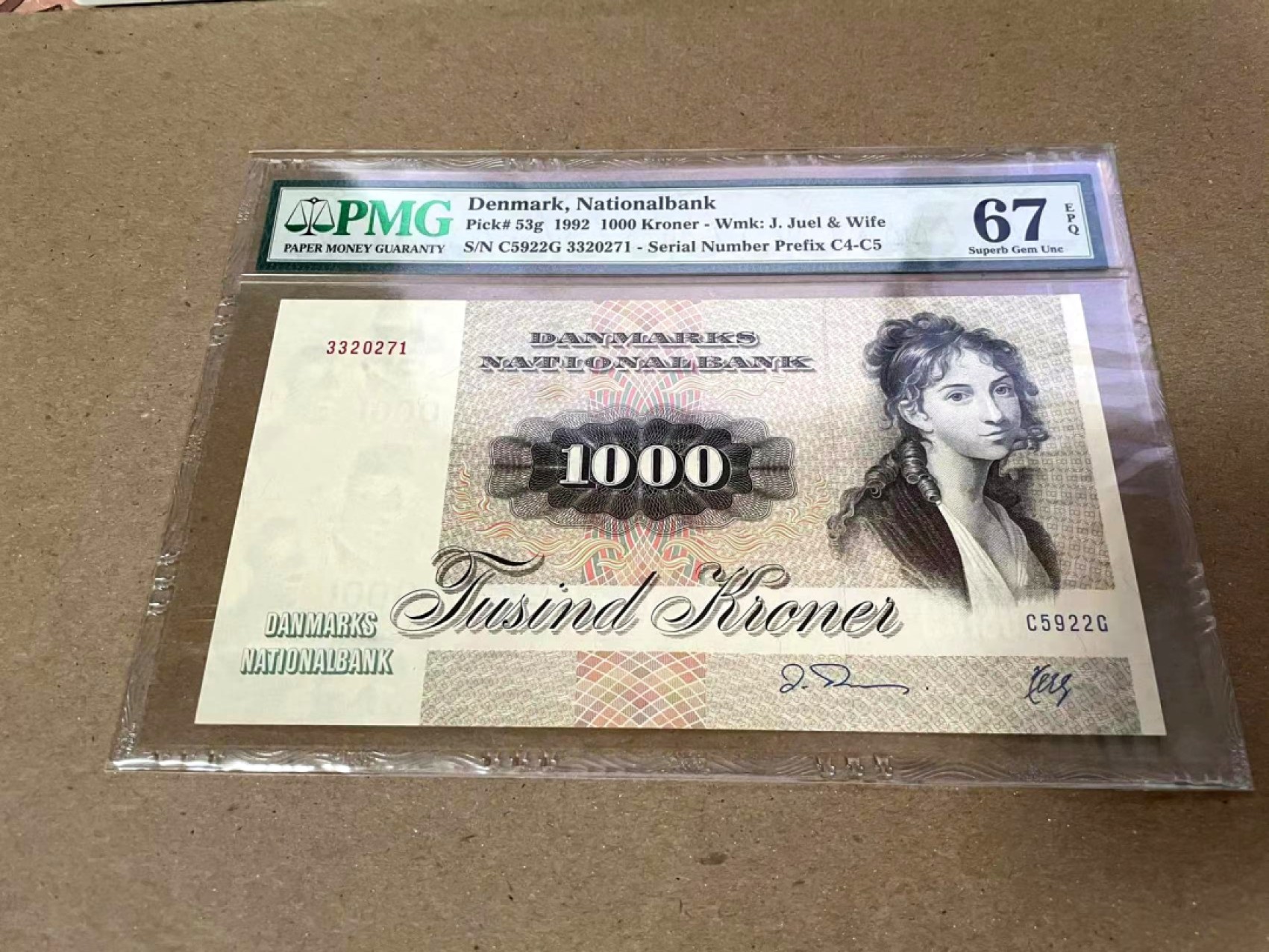 【Blue Auction】✨世界纸币精拍第235期【精】 丹麦 1992年1000克朗 PMG67EPQ 大松鼠 经典