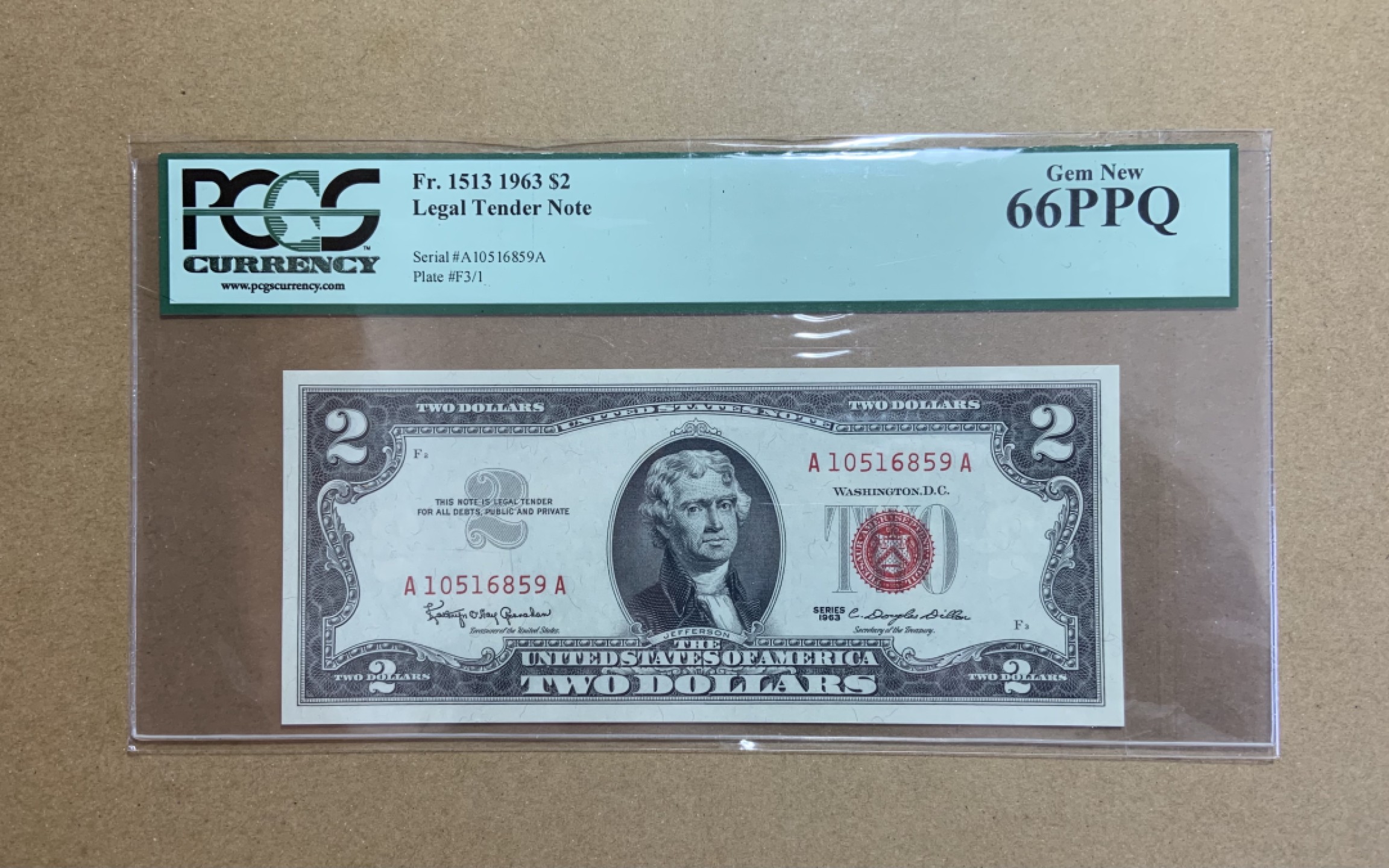收藏联盟Quantum Auction 第198期拍卖 (已更新) 美国1963年联邦储备券2元 PCGS66 AA冠 号码不带4