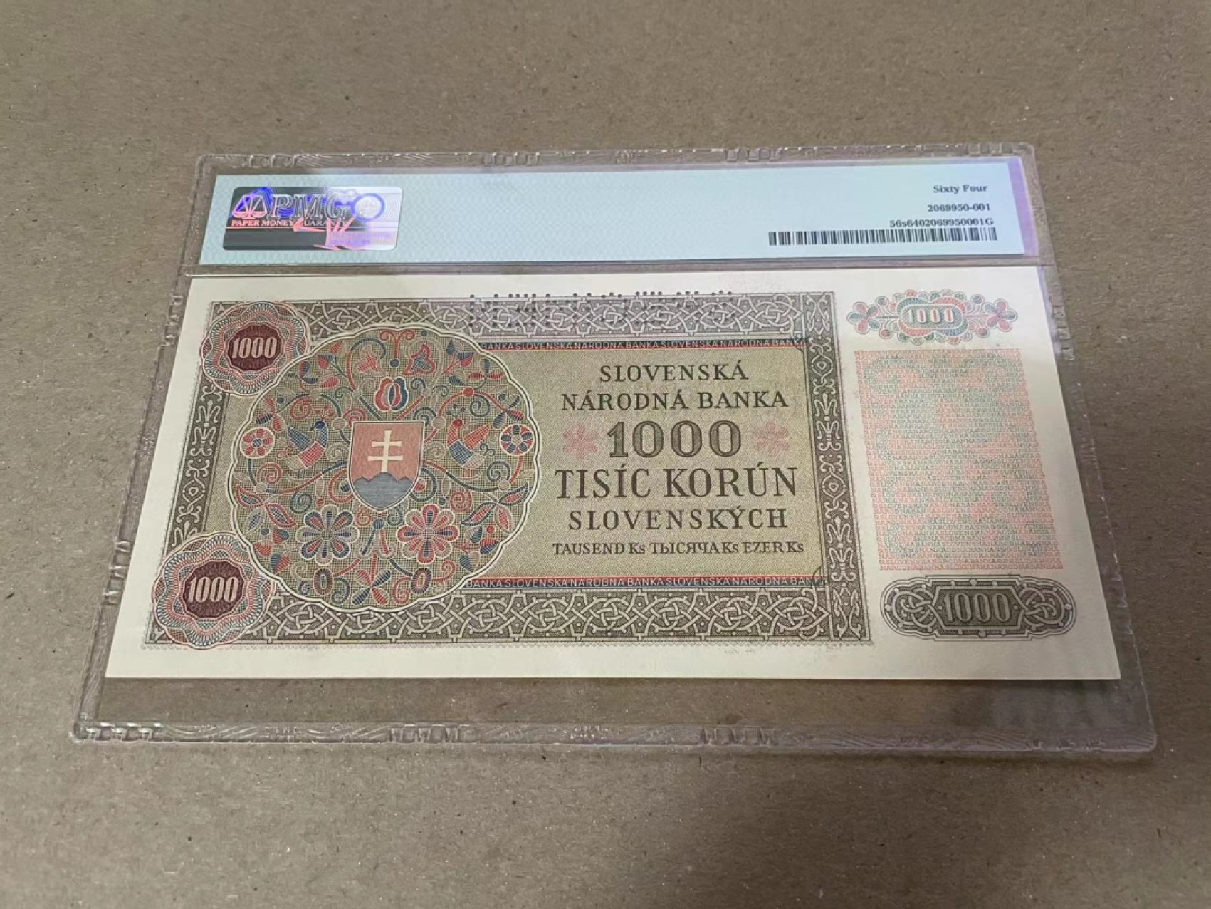 【Blue Auction】✨世界纸币精拍第235期【精】 【冠军分 仅3张】捷斯 1940年1000克朗 PMG64 样钞 p56s 大票幅精美