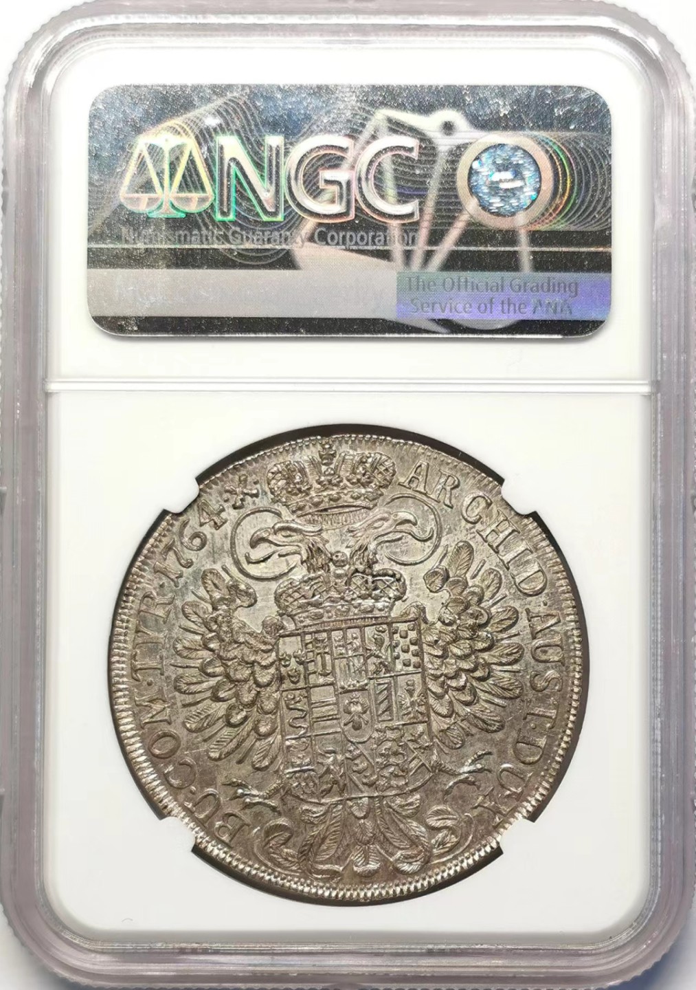 凡希社世界钱币微拍第二百十五期——德奥专场 荐！1763神罗玛利亚特蕾莎泰勒大银NGC-MS64初铸品五彩绝美！