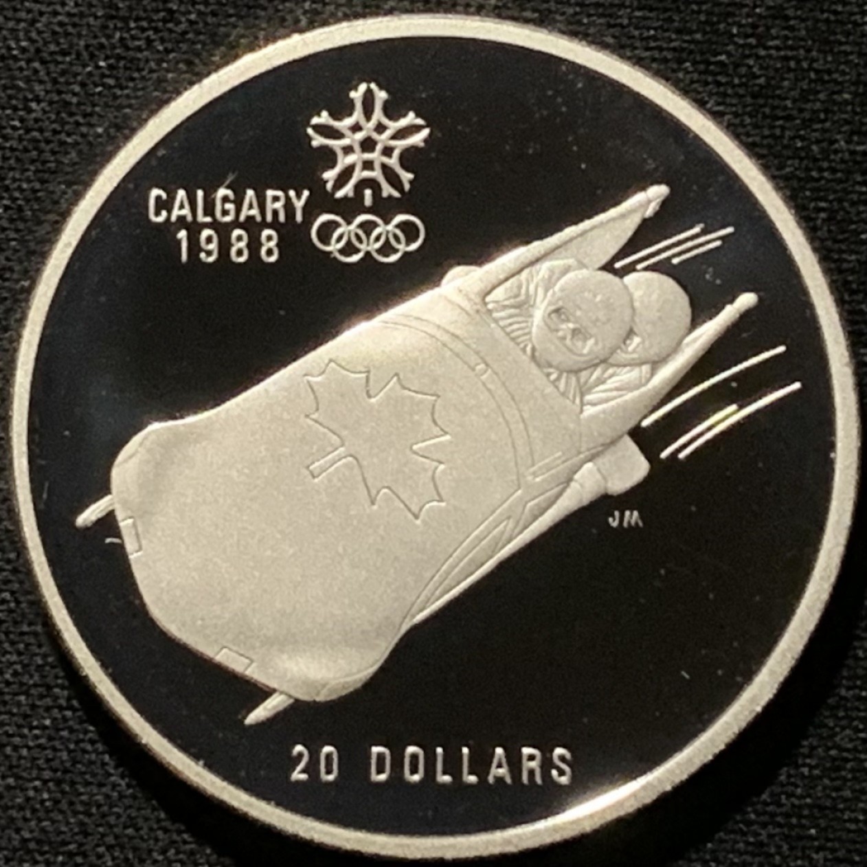 紫瑗钱币——第216期拍卖 加拿大 1987年 卡尔加里冬奥会 速滑车 20元 34.1克 0.925银 精制