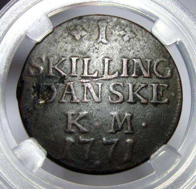 丹麦铜币,1771克里斯蒂安七世,1斯基林,29mm,11.3g,少见币,目录价XF 250美元,自打标签盒子R0433bx2x - 丹麦铜币,1771克里斯蒂安七世,1斯基林,29mm,11.3g,少见币,目录价XF 250美元,自打标签盒子R0433bx2x