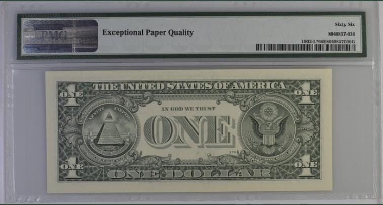 收藏联盟Quantum Auction 第198期拍卖 (已更新) 美国2006年联储券1元星补号 PMG66 号码内含双豹子号