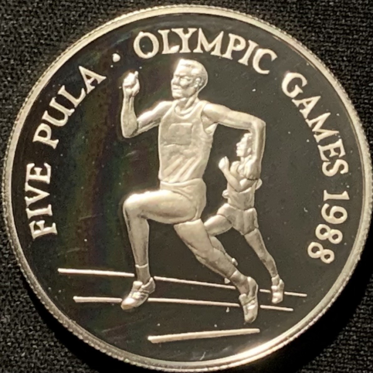 紫瑗钱币——第216期拍卖 博茨瓦纳 1988年 汉城奥运会 跑步 5普拉 28.28克 0.925银 精制