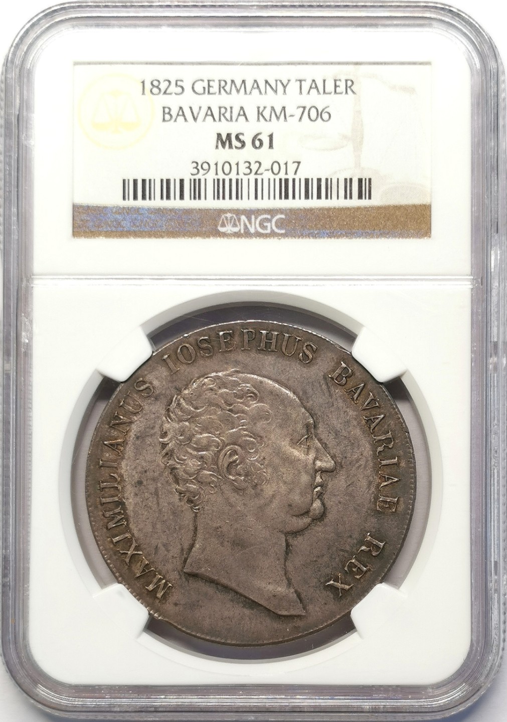凡希社世界钱币微拍第二百十五期——德奥专场 1825巴伐利亚王国马克西米利安王冠泰勒NGC-MS61色泽优美！