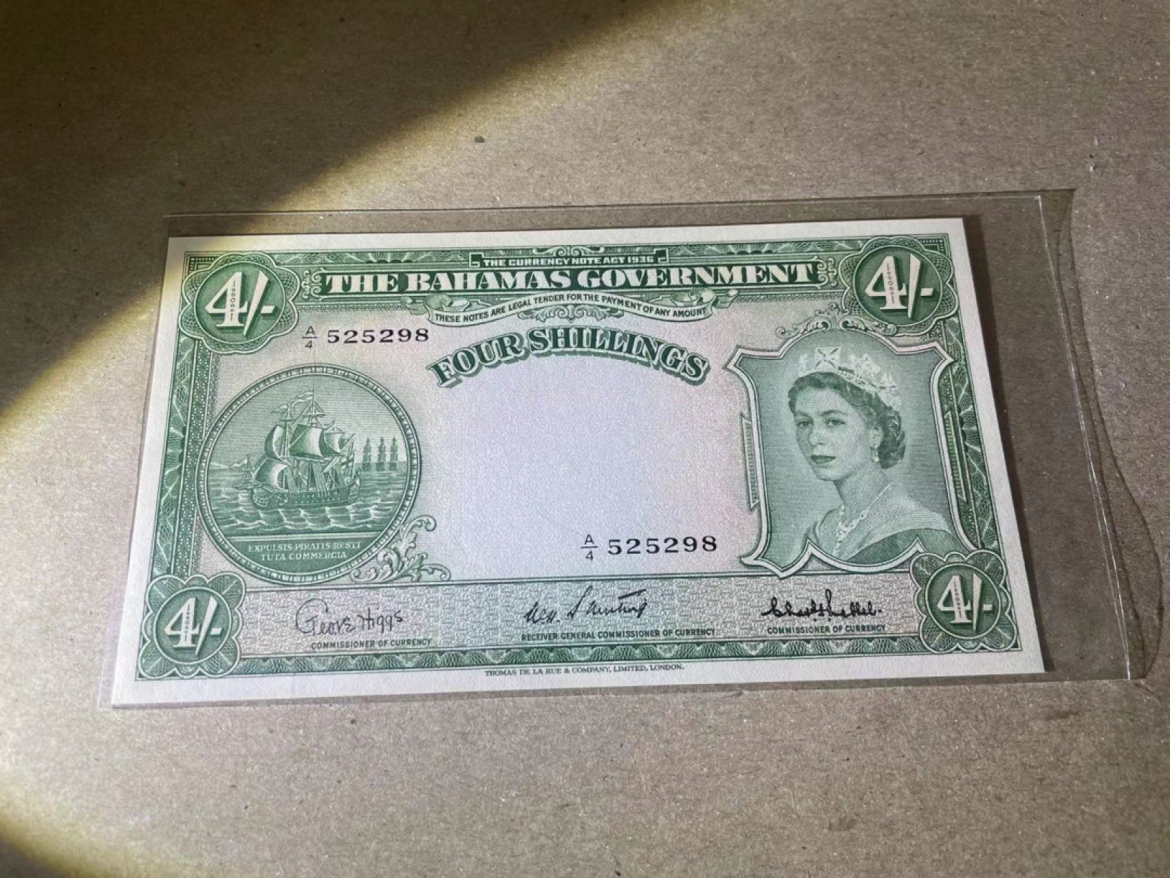 【Blue Auction】✨世界纸币精拍第235期【精】 【无47】巴哈马 大冠女王 1953年4先令 全新UNC