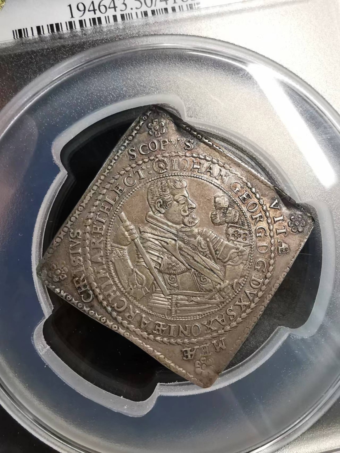 凡希社世界钱币微拍第二百十五期——德奥专场 荐！1630萨克森选侯国约翰乔治Klippe菱形泰勒大银PCGS-AU50珍稀品种！