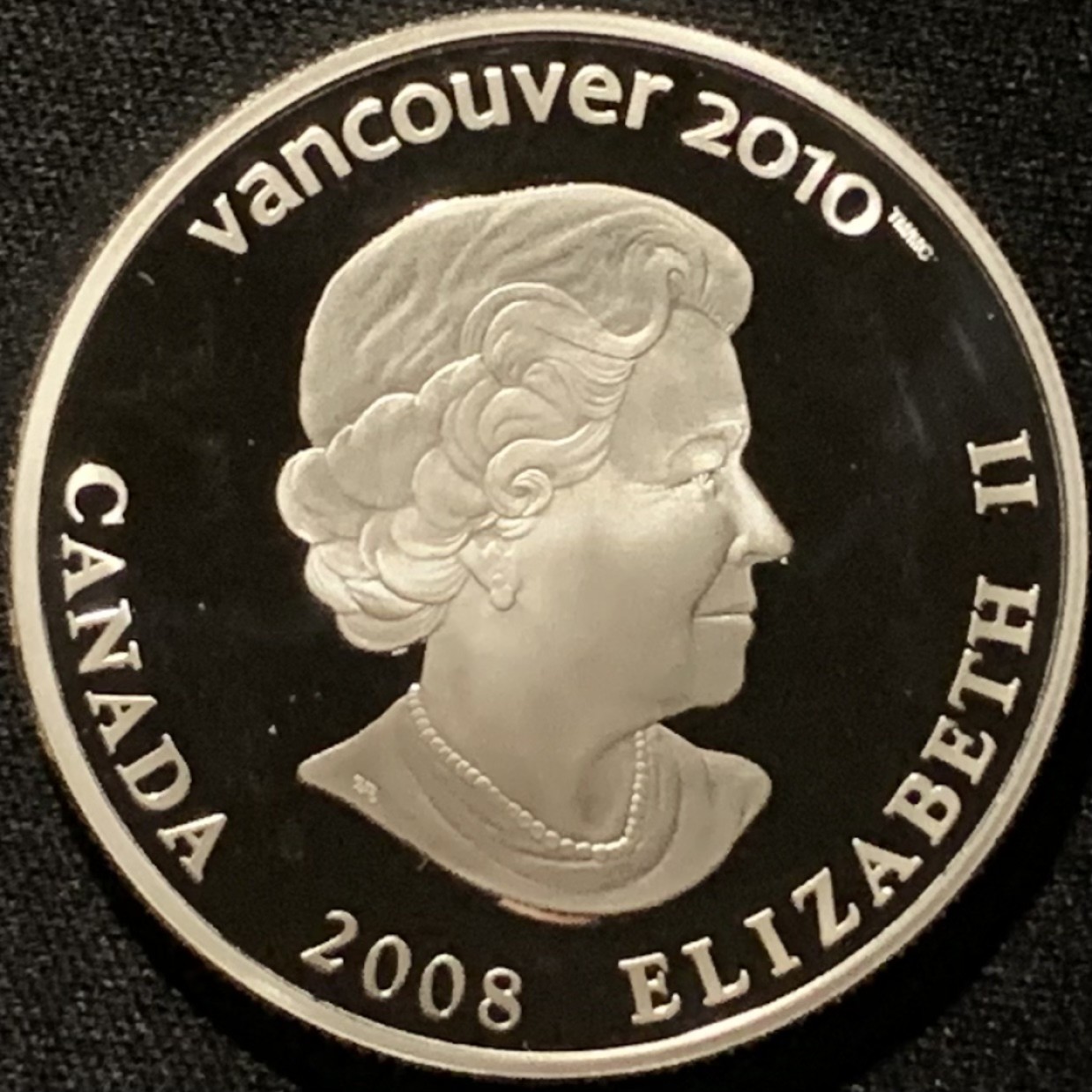 紫瑗钱币——第216期拍卖 加拿大 2008年 10温哥华冬奥会 高台滑雪 25元 幻彩银币 27.78克 0.925银 精制