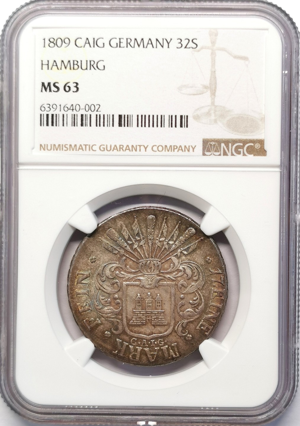 凡希社世界钱币微拍第二百十五期——德奥专场 1809汉堡自由市32先令银币NGC-MS63
