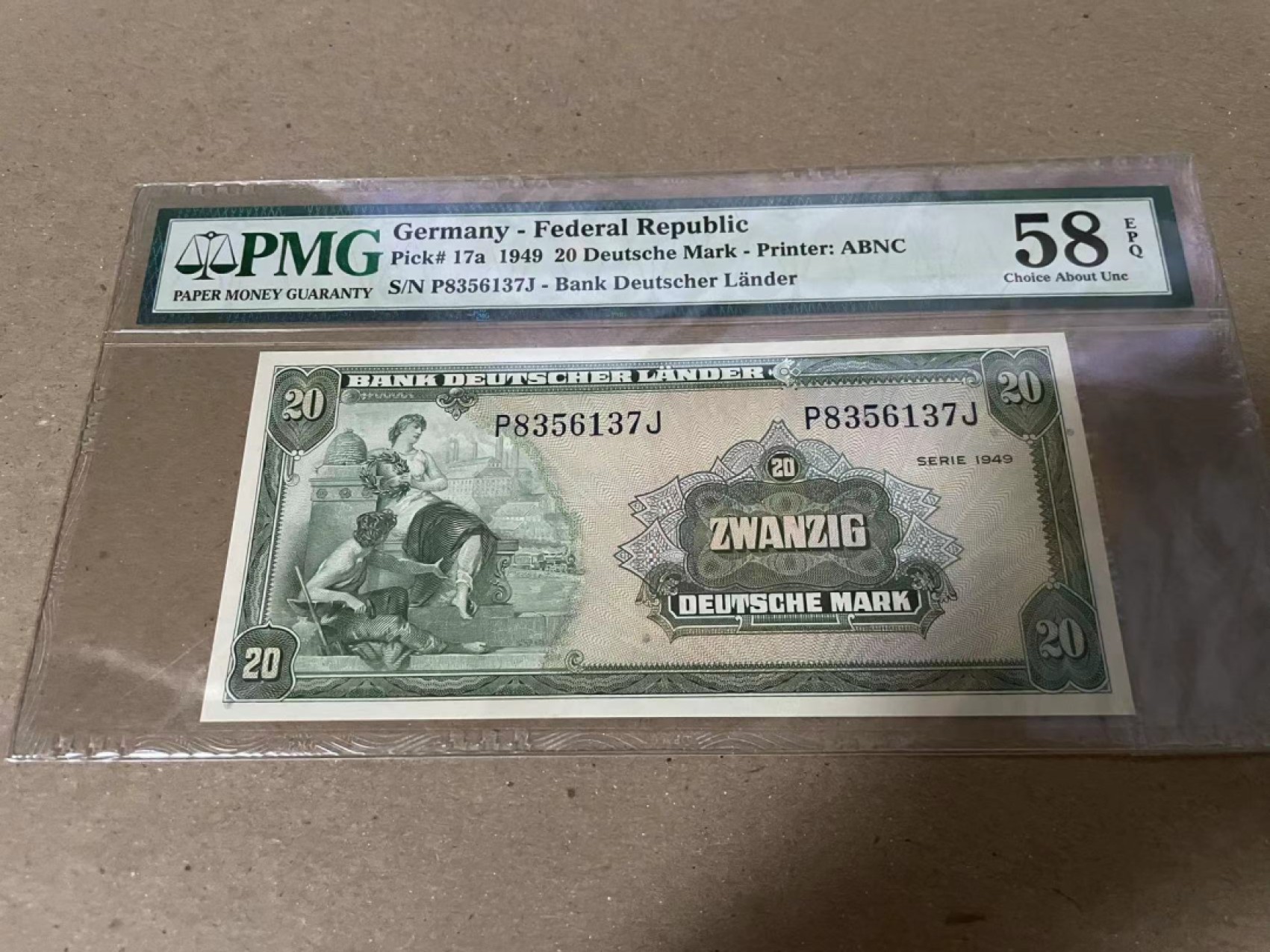 【Blue Auction】✨世界纸币精拍第235期【精】 德国 1949年20马克 PMG58EPQ 