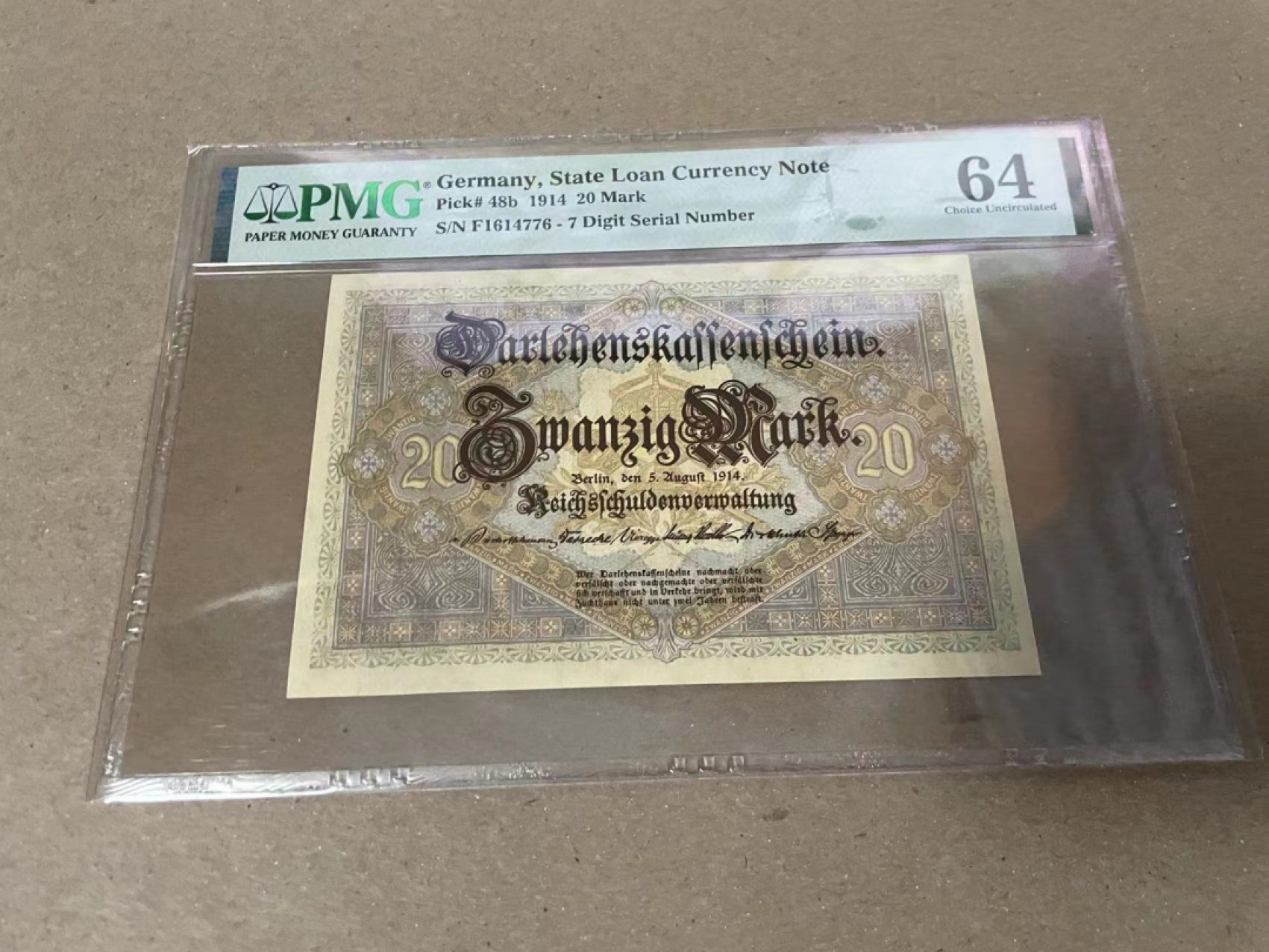 【Blue Auction】✨世界纸币精拍第235期【精】  【百年风云】德国 1914年20马克 PMG64 墨丘利&雅典娜