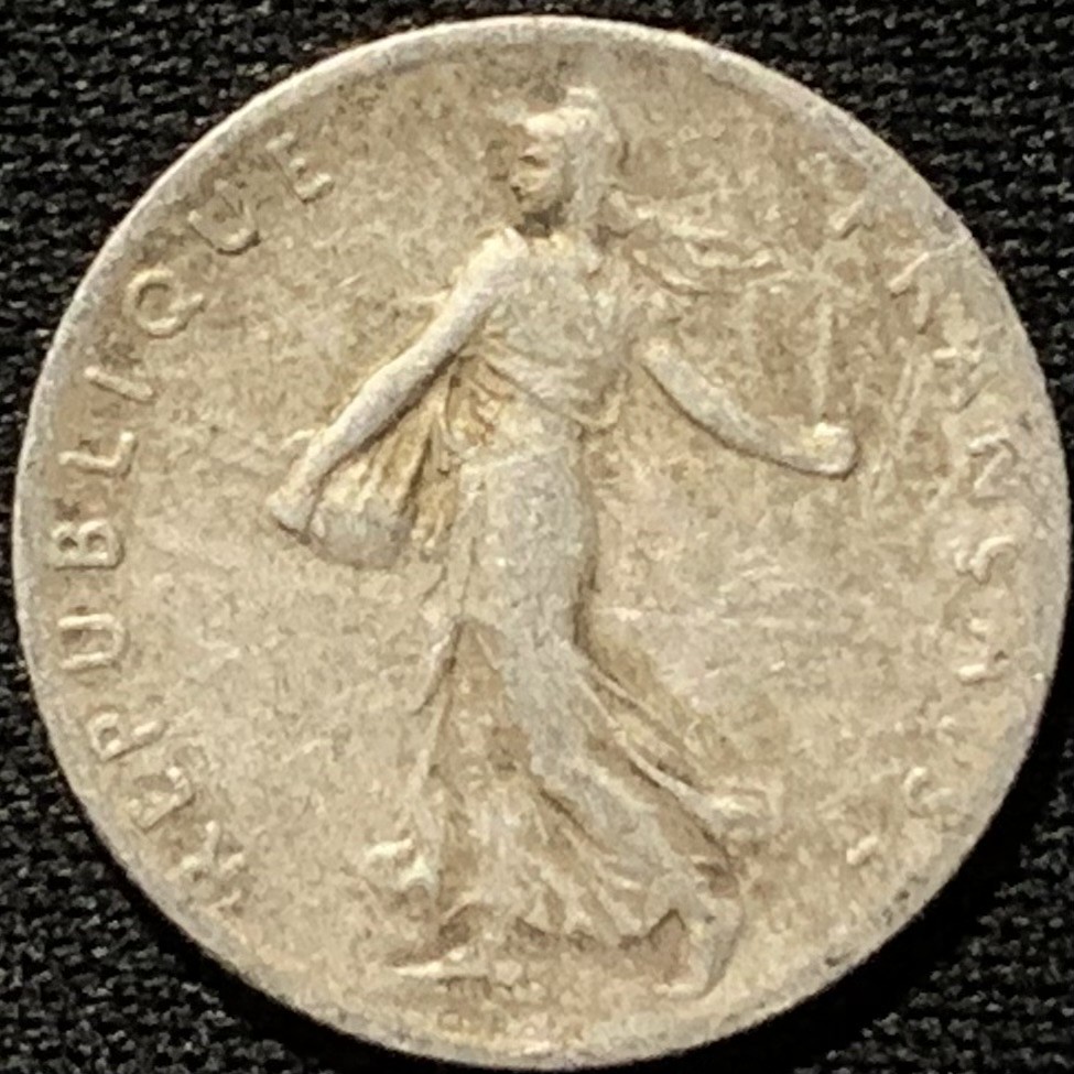 紫瑗钱币——第216期拍卖 法国 1916年 播种女神 50分 2.5克 0.835银