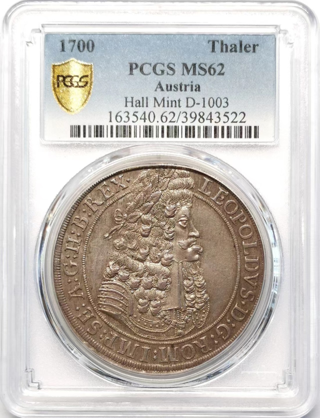 凡希社世界钱币微拍第二百十五期——德奥专场 荐！1700神罗总庭利奥波德泰勒大银PCGS-MS62传世品！