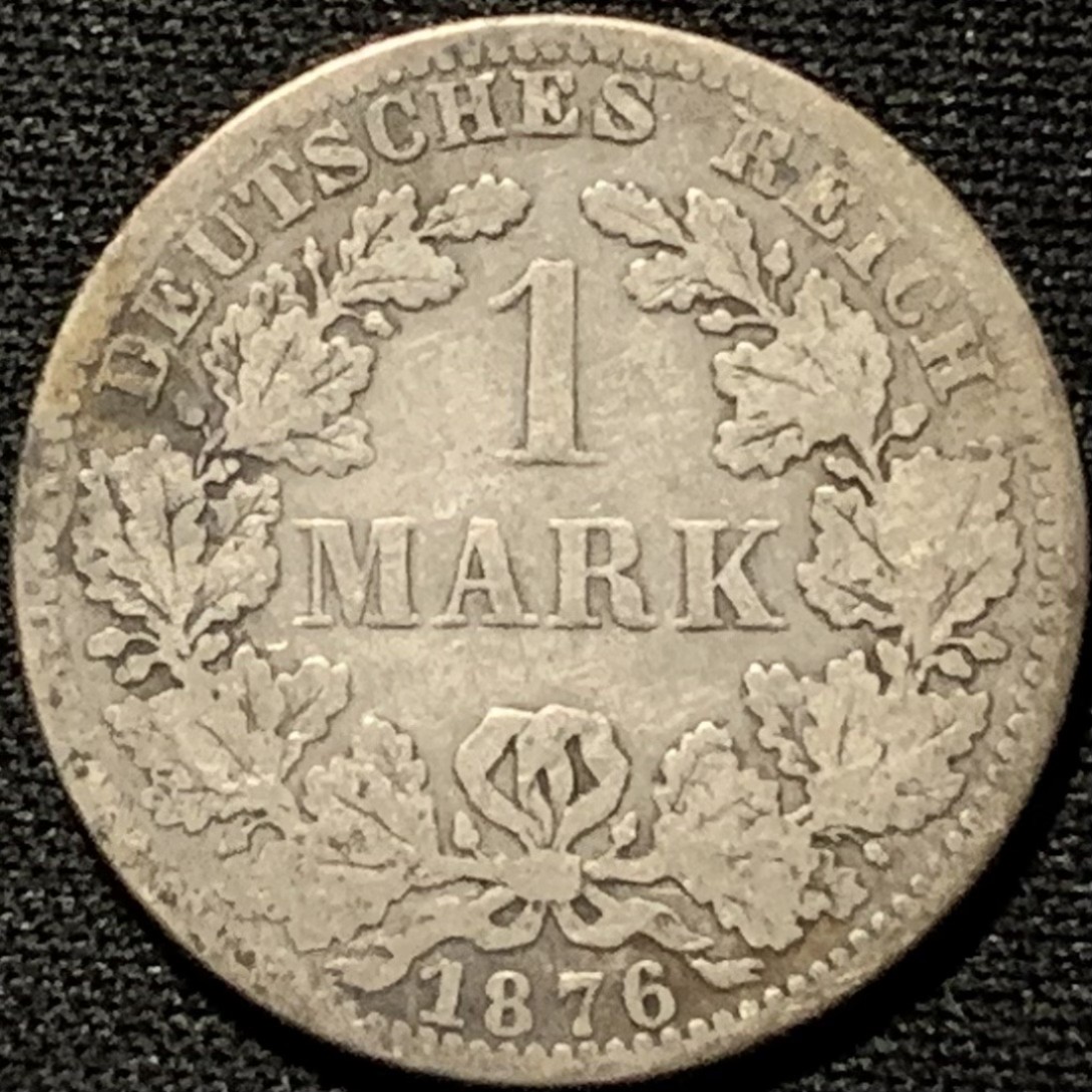 紫瑗钱币——第216期拍卖 德国 1876年 A版 第二帝国 短翅 1马克 5.5克 0.9银