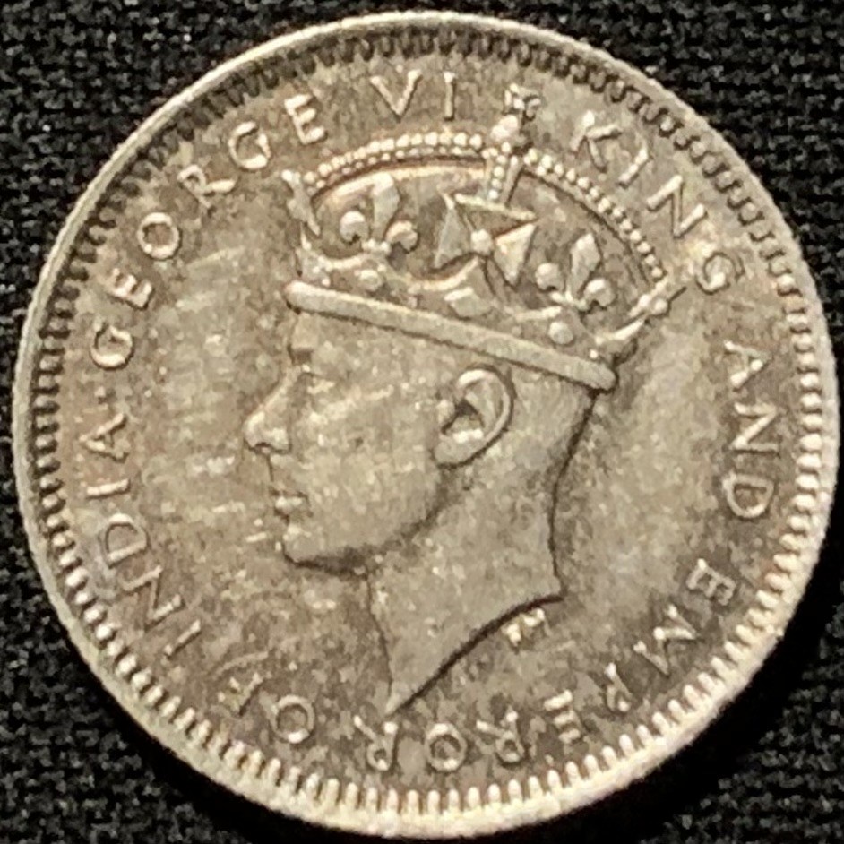 紫瑗钱币——第216期拍卖 马来亚 1939年 乔治六世 10分 2.71克 0.75银 五彩包浆