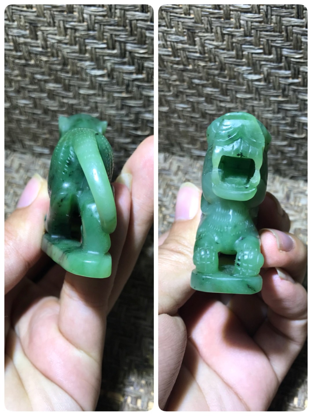 仅此一个孤品上拍！和田玉碧虎虎生威 手把件(摆件)一个！