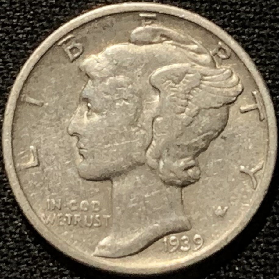 紫瑗钱币——第216期拍卖 美国 1939年 小飞侠 10美分 银币 2.5克 0.9银 