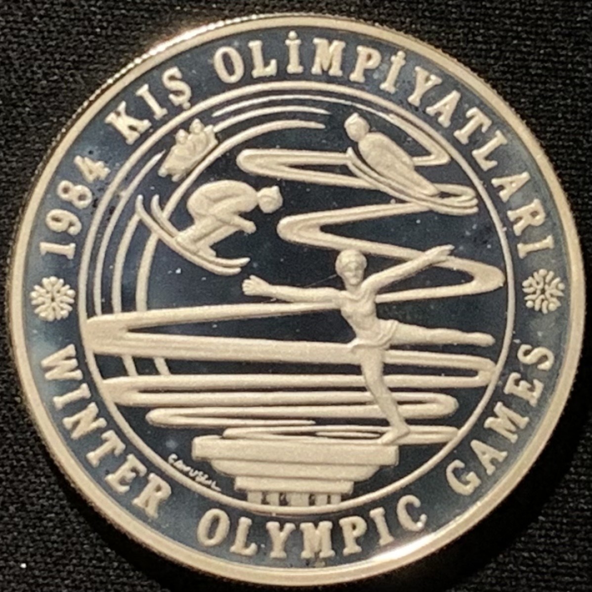 紫瑗钱币——第216期拍卖 土耳其 1984年 萨拉热窝冬奥会 5000里拉 23.33克 0.925银 精制