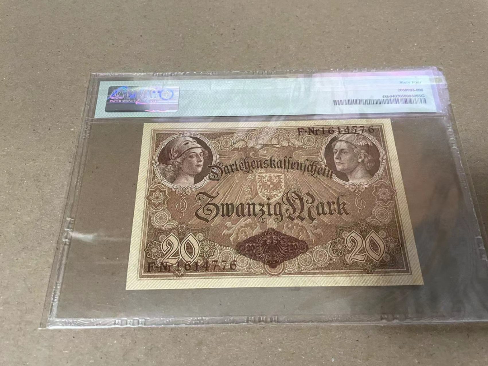 【Blue Auction】✨世界纸币精拍第235期【精】  【百年风云】德国 1914年20马克 PMG64 墨丘利&雅典娜