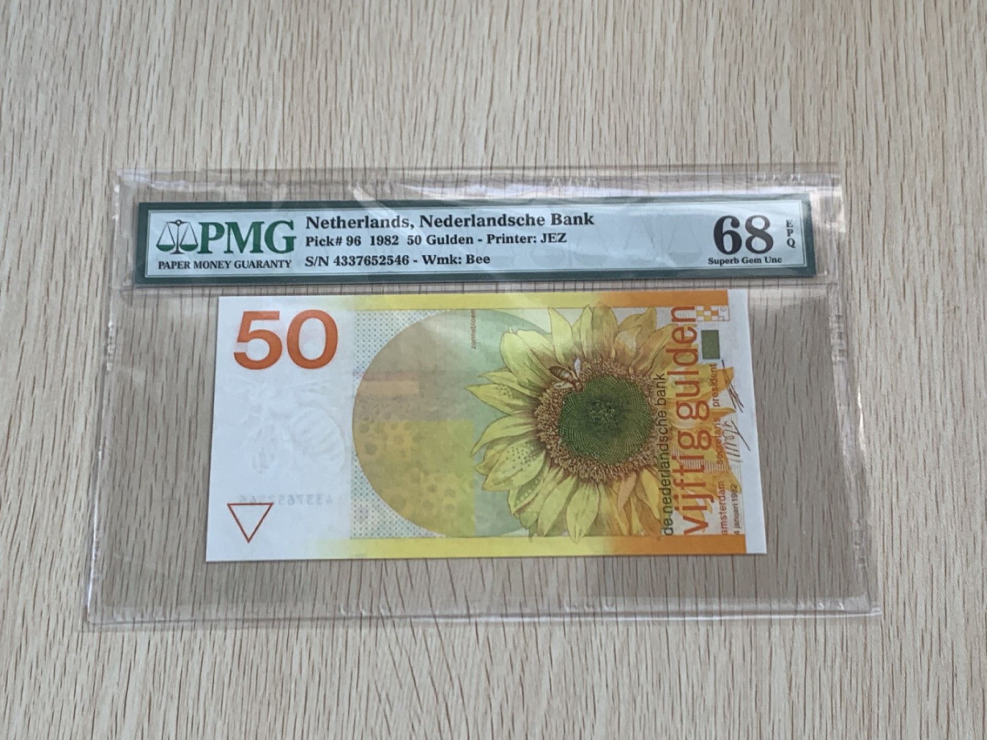 【Blue Auction】✨世界纸币精拍第235期【精】 荷兰 1982年50盾 PMG68EPQ 向日葵