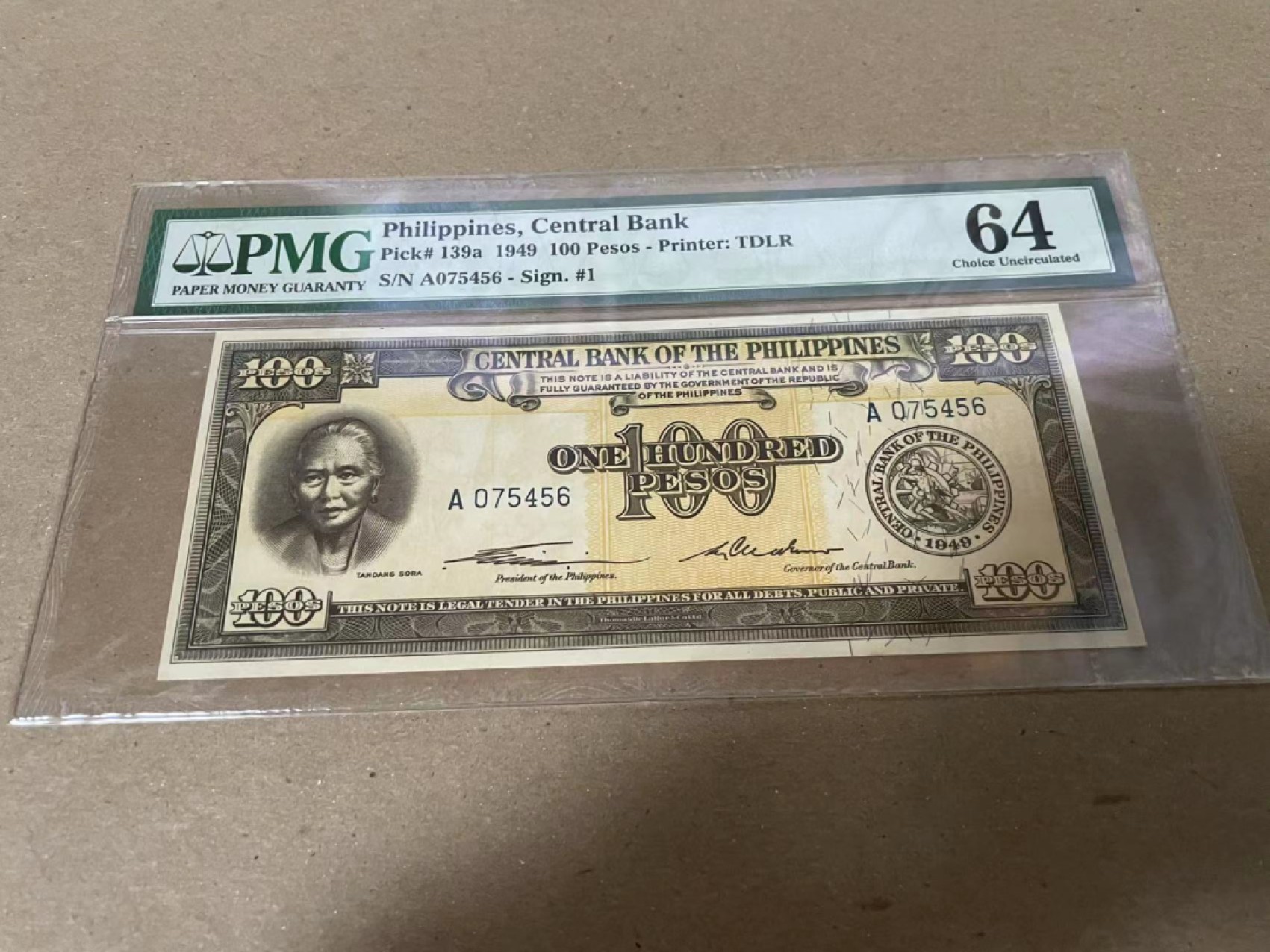 【Blue Auction】✨世界纸币精拍第235期【精】 菲律宾 1949年100比索 PMG64