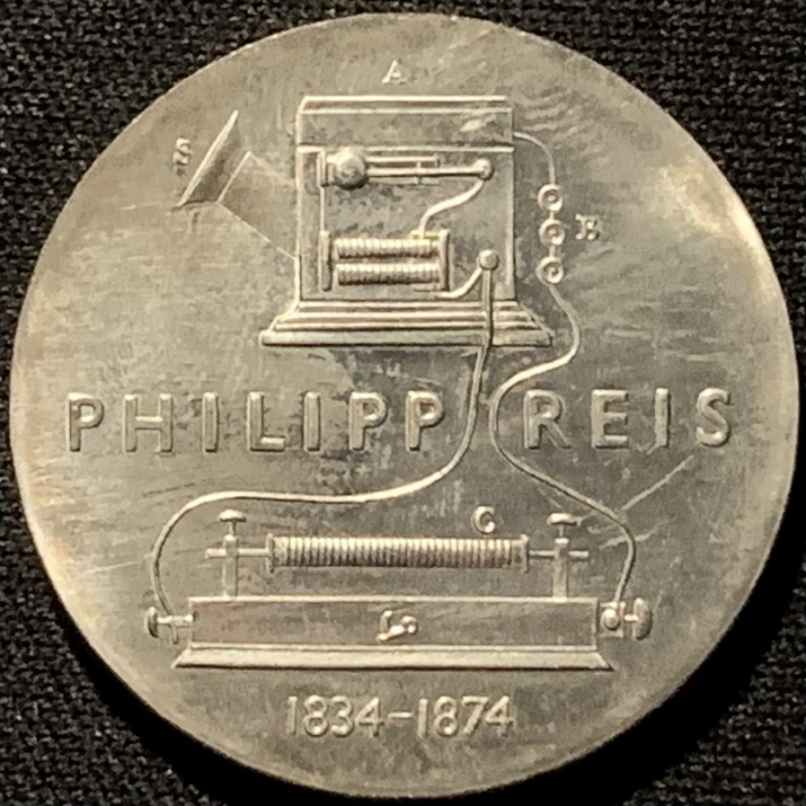 紫瑗钱币——第216期拍卖 民主德国 1974年 菲利普·里斯 逝世100周年 5马克 纪念币 UNC