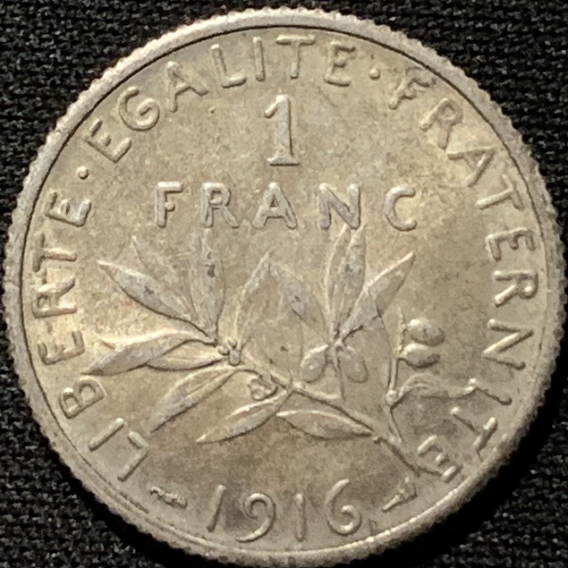 紫瑗钱币——第216期拍卖 法国 1916年 播种女神 1法郎 5克 0.835银 UNC