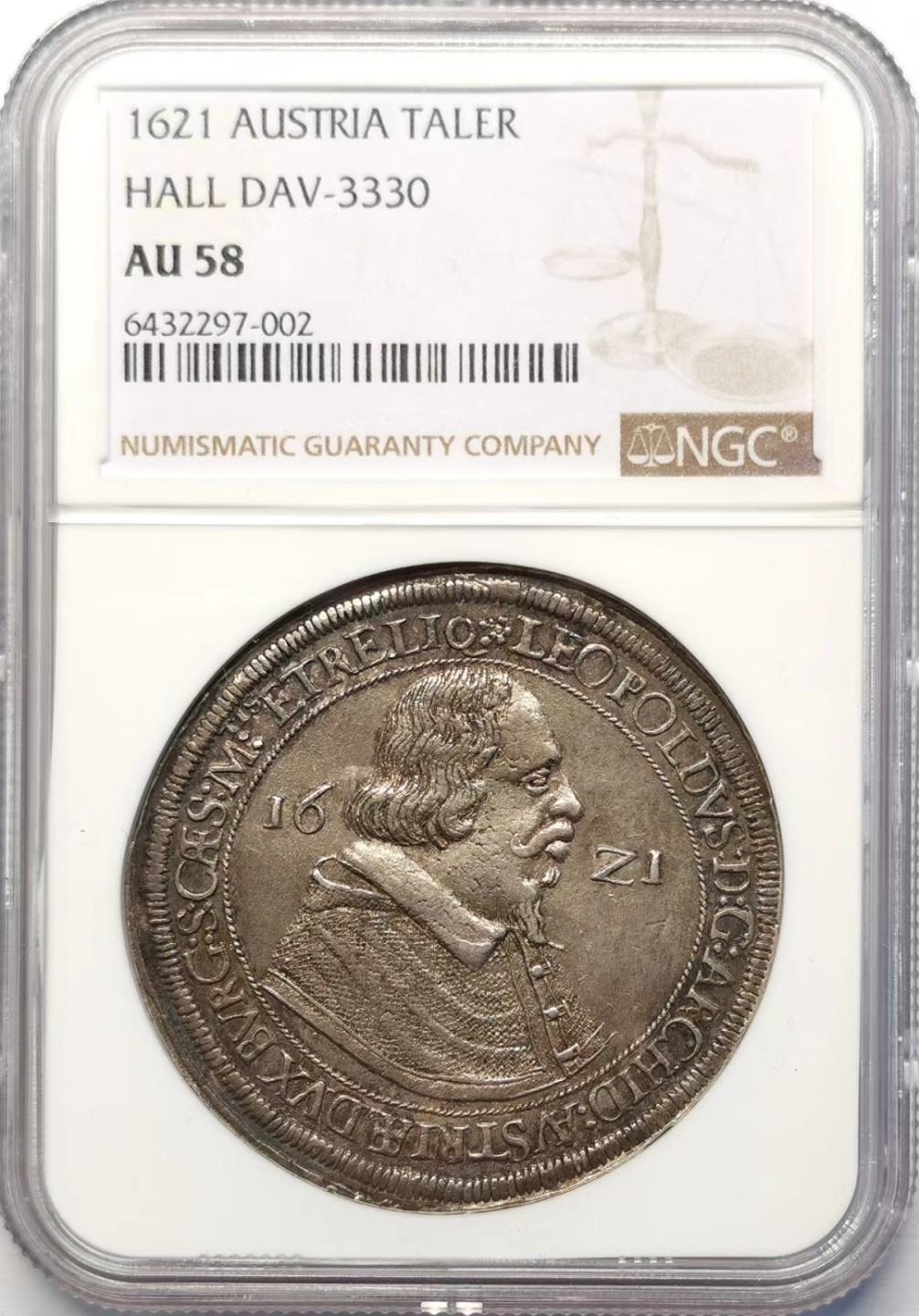 凡希社世界钱币微拍第二百十五期——德奥专场 1621奥地利大公利奥波德泰勒大银NGC-AU58