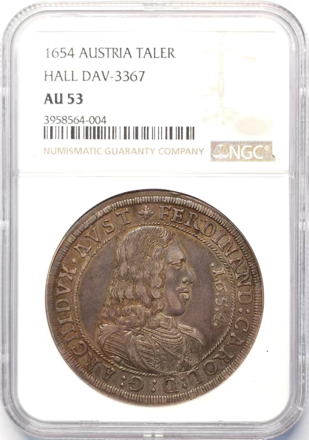 凡希社世界钱币微拍第二百十五期——德奥专场 1654奥地利大公斐迪南查理泰勒大银NGC-AU53