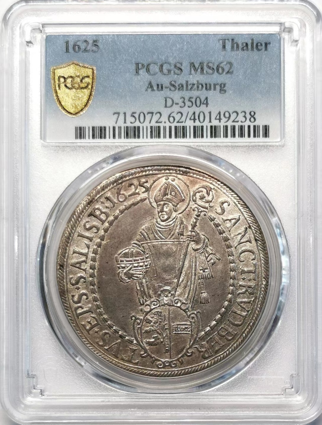 凡希社世界钱币微拍第二百十五期——德奥专场 1625萨尔茨堡帕里斯主教泰勒PCGS-MS62淡彩银光充沛！