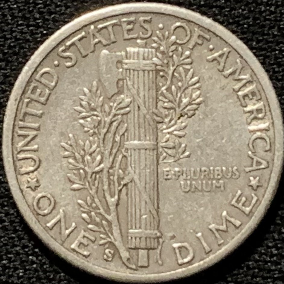 紫瑗钱币——第216期拍卖 美国 1943年 S版 墨丘比利 小飞侠 10美分 2.5克 0.9银 