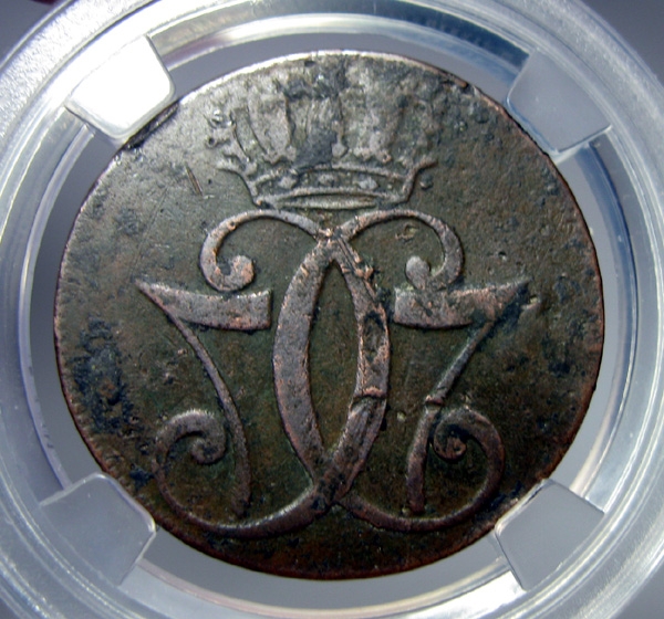 丹麦铜币,1771克里斯蒂安七世,1斯基林,29mm,11.3g,少见币,目录价XF 250美元,自打标签盒子R0433bx2x