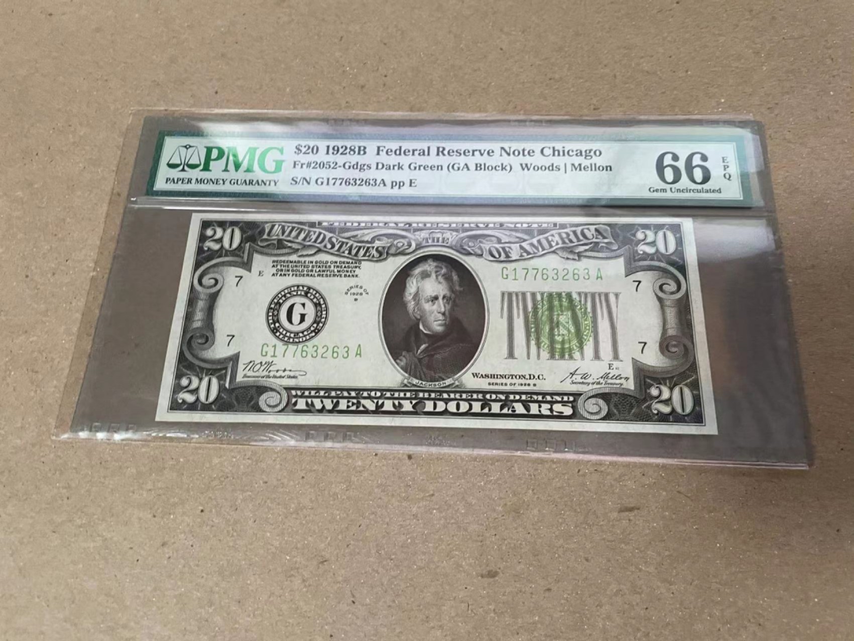 【Blue Auction】✨世界纸币精拍第235期【精】 美国 1928年20美金 Gdgs PMG66EPQ 