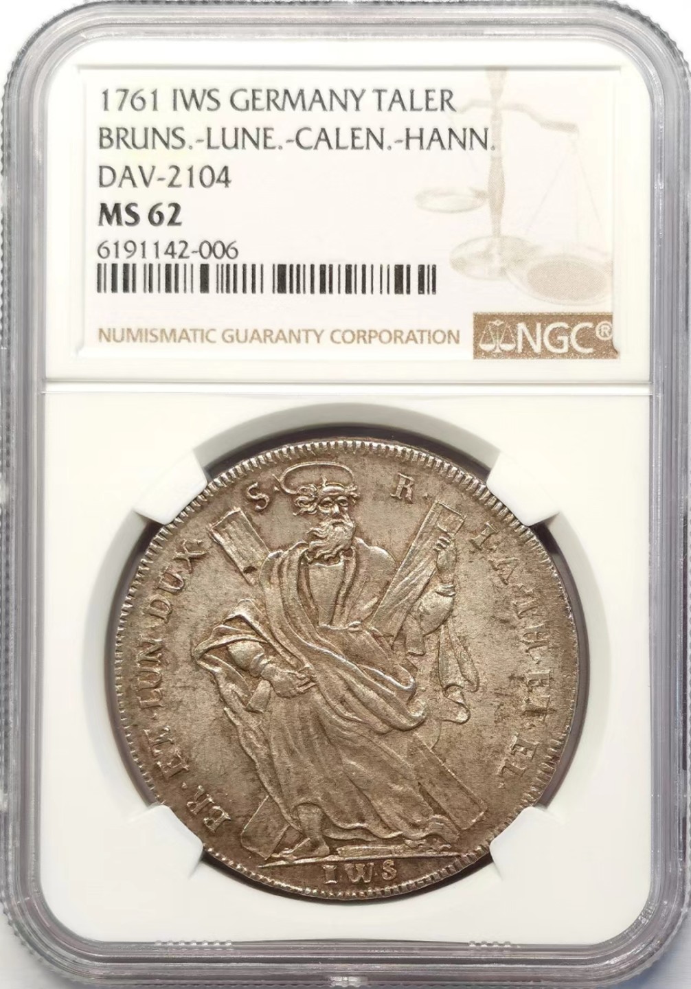 凡希社世界钱币微拍第二百十五期——德奥专场 1761布伦瑞克吕内堡乔治三世泰勒大银NGC-MS62英王乔治三世兼领！