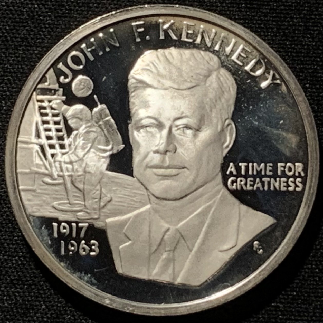 紫瑗钱币——第216期拍卖 美国 1986年 约翰·肯尼迪 银章 28.35克 0.925银 精制