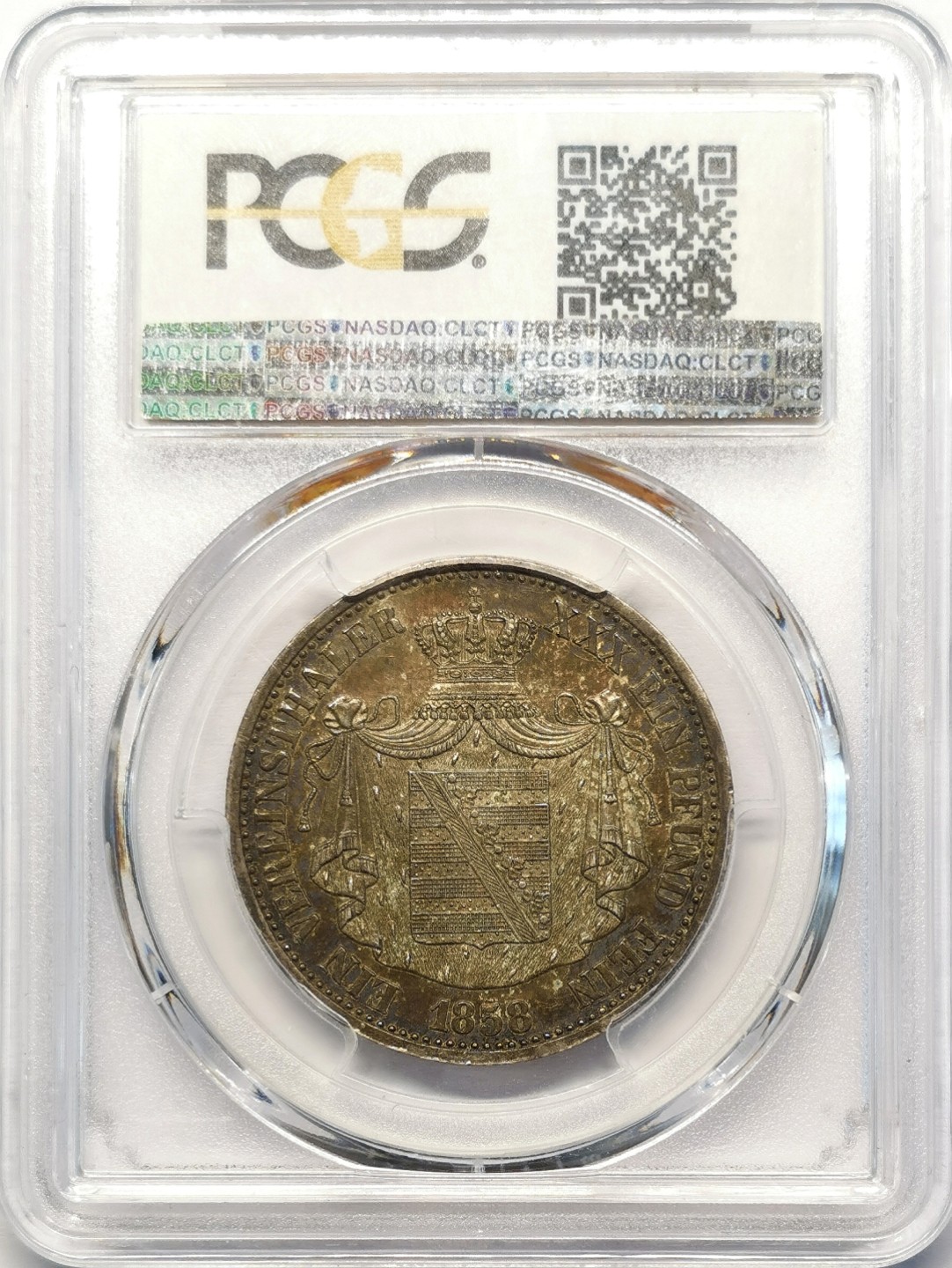凡希社世界钱币微拍第二百十五期——德奥专场 荐！1858萨克森阿尔滕堡泰勒PCGS-MS63深色五彩稀见品种！