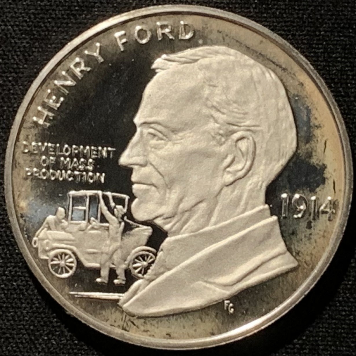 紫瑗钱币——第216期拍卖 美国 1986年 亨利·福特 银章 28.35克 0.925银 精制