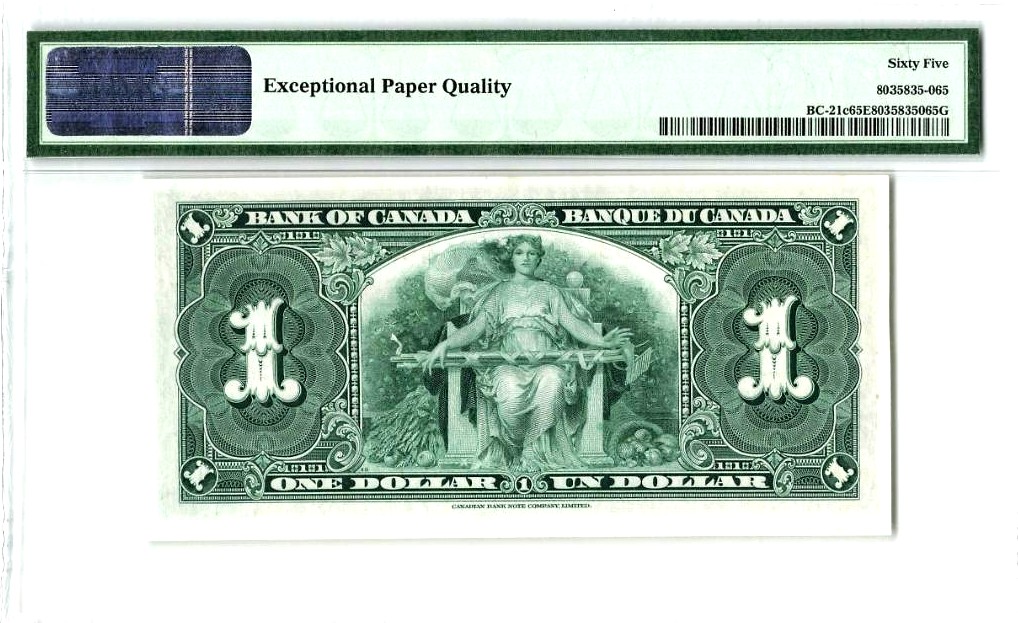【Blue Auction】✨世界纸币精拍第235期【精】 加拿大 1937年1元 PMG65EPQ 绝品 英王乔治 双面雕刻精美
