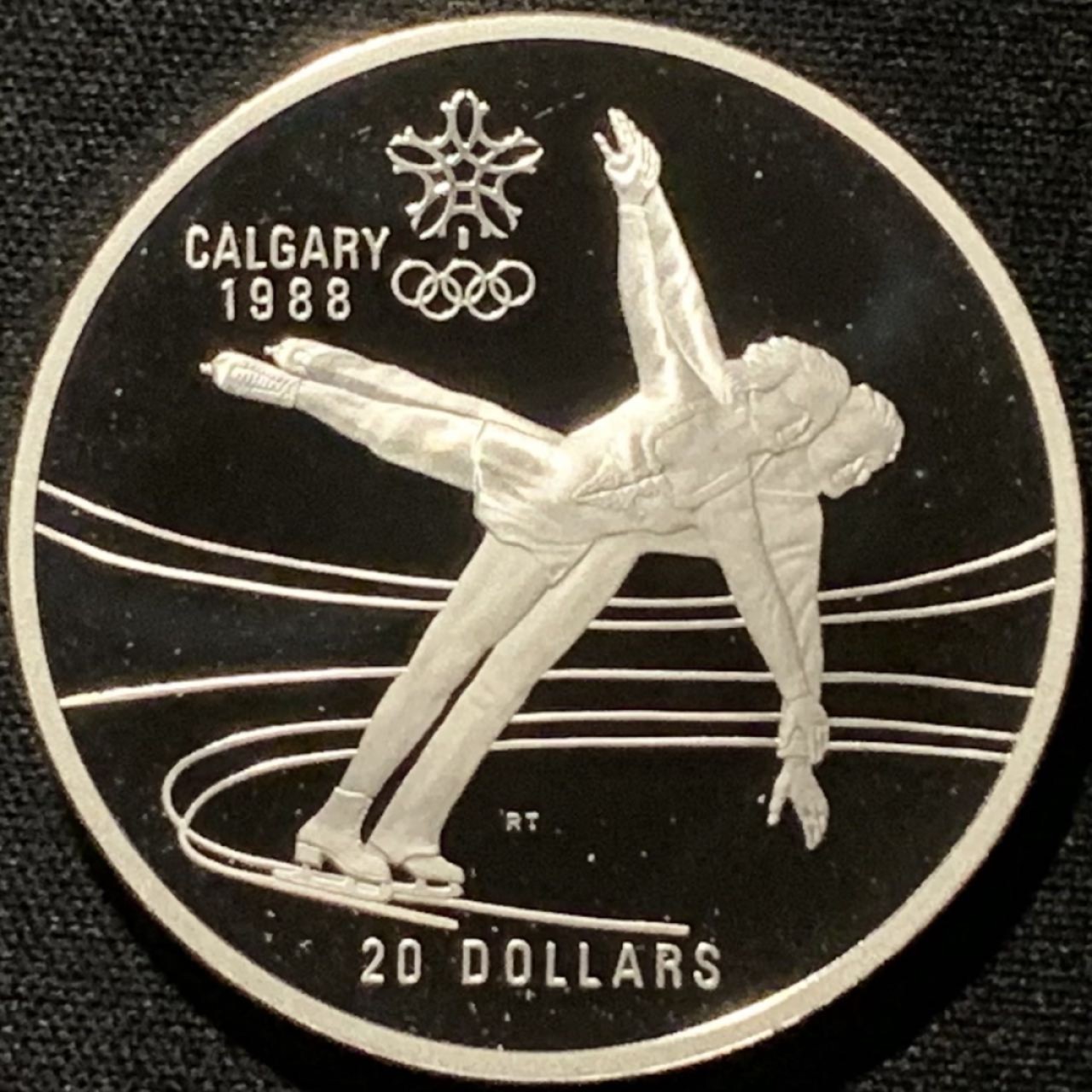 紫瑗钱币——第216期拍卖 加拿大 1987年 卡尔加里冬奥会 双人花样滑冰 20元 34.1克 0.925银 精制