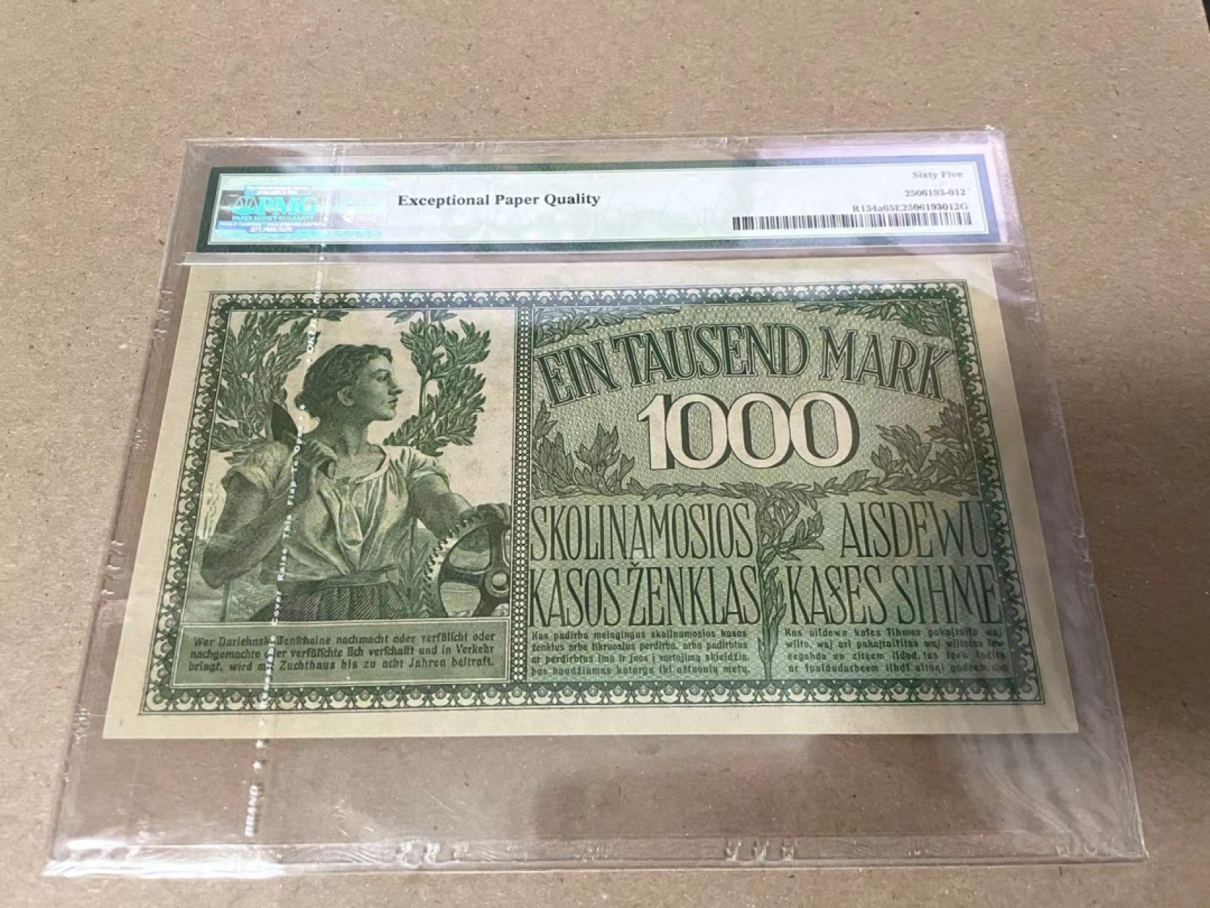 【Blue Auction】✨世界纸币精拍第235期【精】 【百年风云】德国 1918年1000马克 PMG65EPQ 墨丘利 大票幅