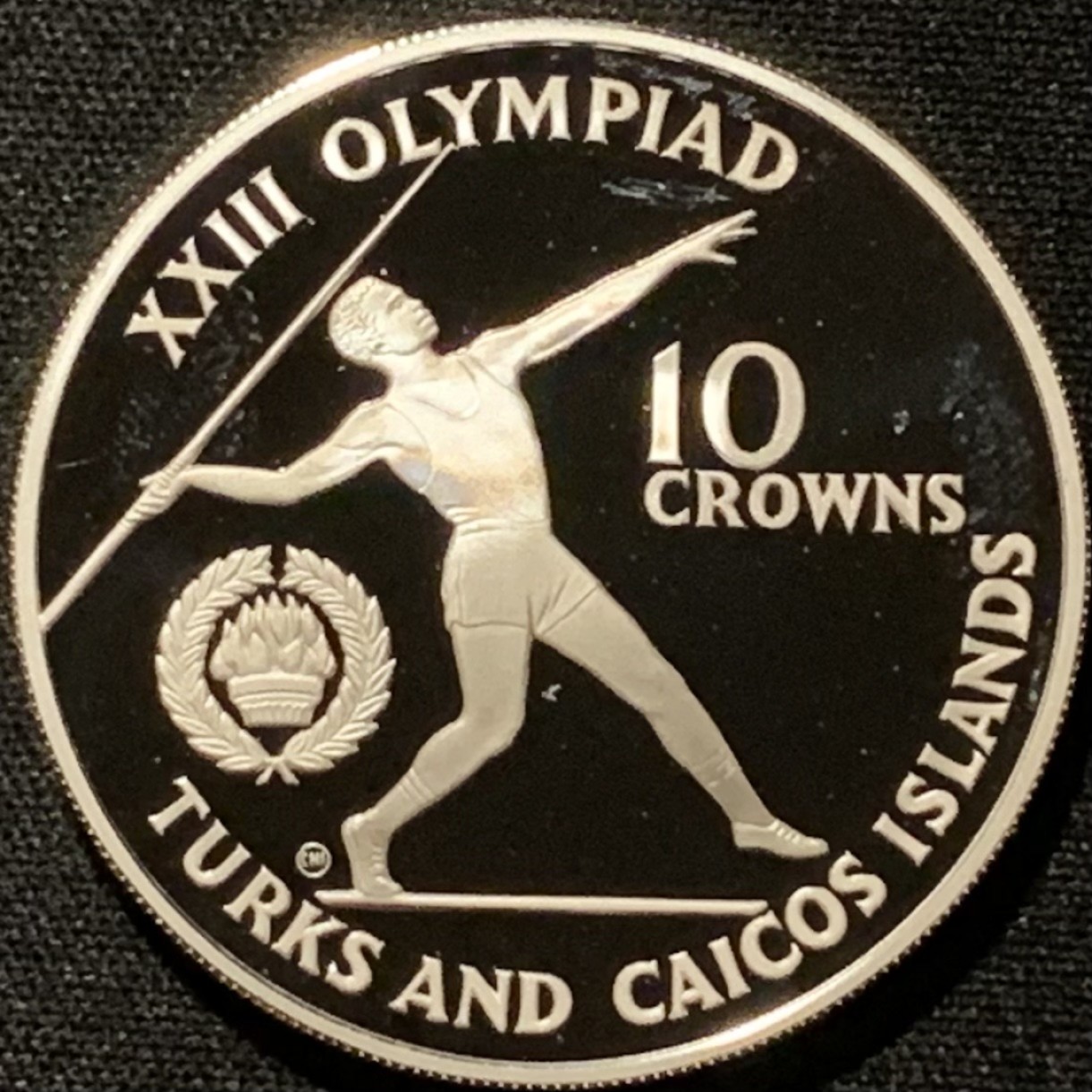 紫瑗钱币——第216期拍卖 特克斯与凯恩斯 1984年 洛杉矶奥运会 标枪 10克朗 23.38克 0.925银 精制