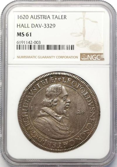 凡希社世界钱币微拍第二百十五期——德奥专场 - 1620奥地利大公利奥波德泰勒大银NGC-MS61深色包浆收藏级！