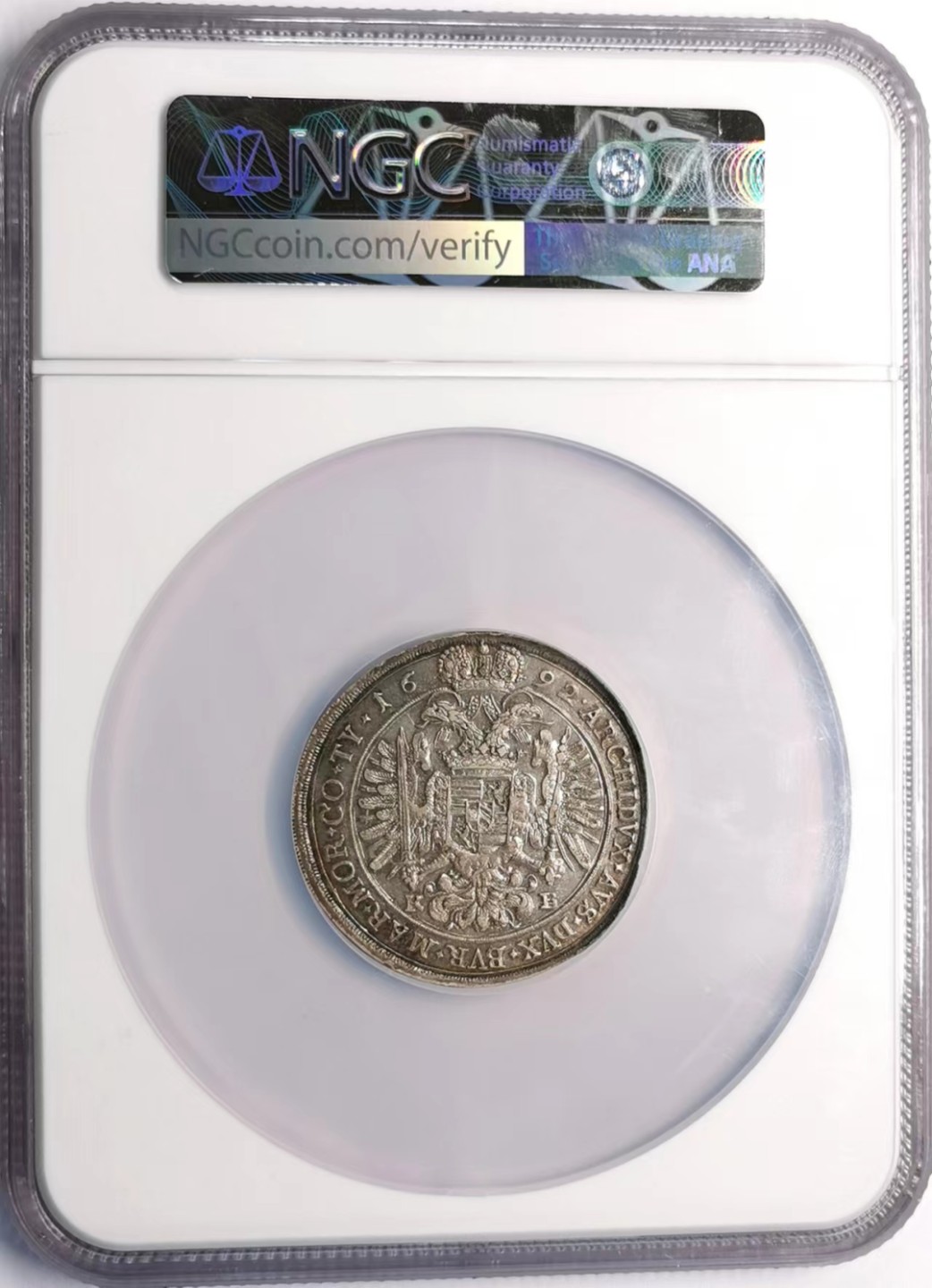 凡希社世界钱币微拍第二百十五期——德奥专场 1692匈牙利王国利奥波德大波浪泰勒NGC-AU58底板丝滑无暇！