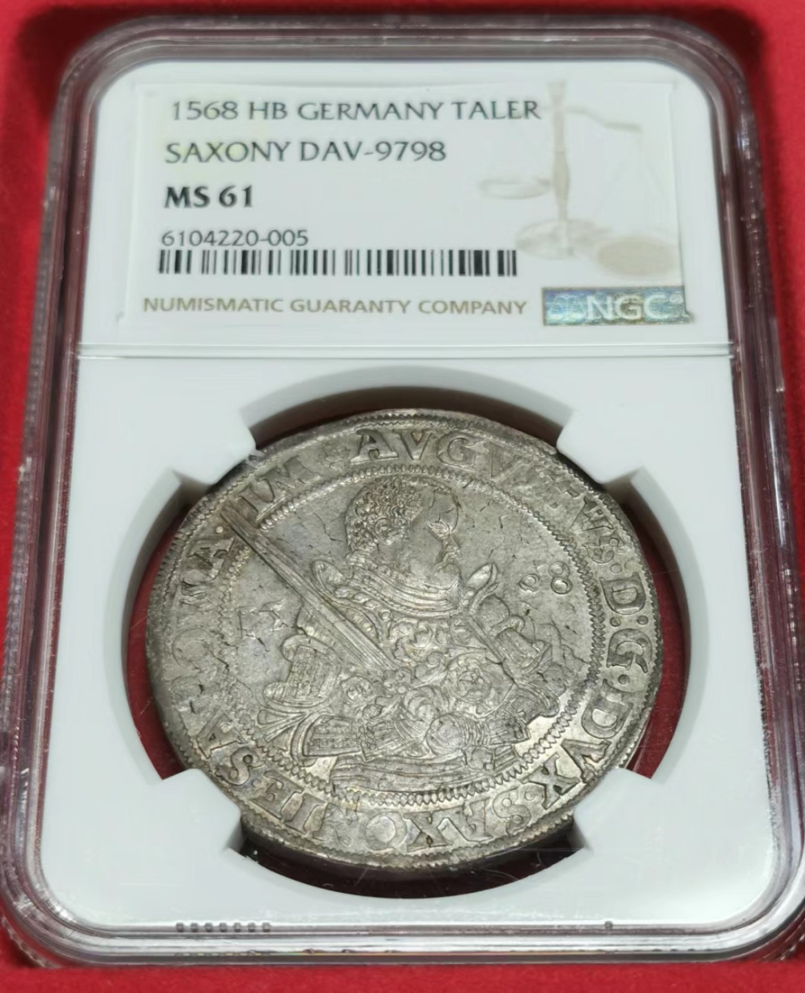 凡希社世界钱币微拍第二百十五期——德奥专场 荐！1568萨克森选侯国奥古斯塔执剑泰勒大银NGC-MS61原味淡彩品质稀见！