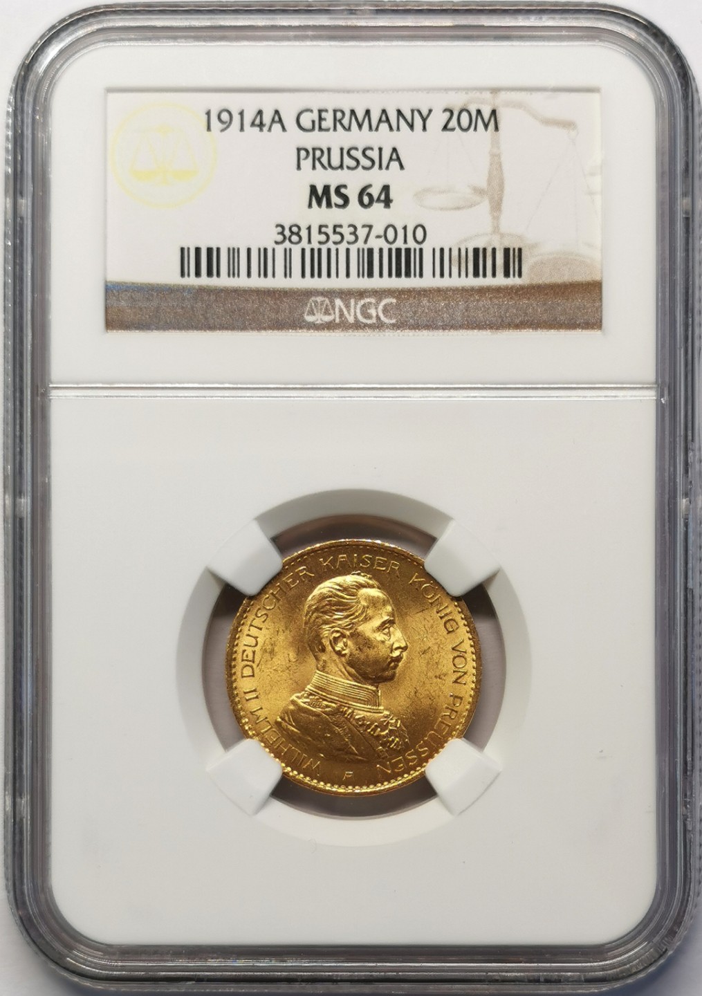 凡希社世界钱币微拍第二百十五期——德奥专场 1914普鲁士军装20马克金币NGC-MS64