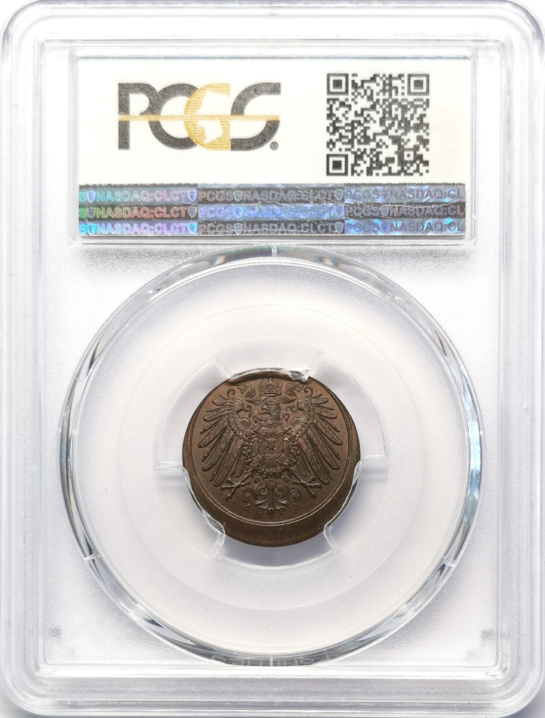凡希社世界钱币微拍第二百十五期——德奥专场 1916A德国2芬尼铜币PCGS-MS63移位错版！