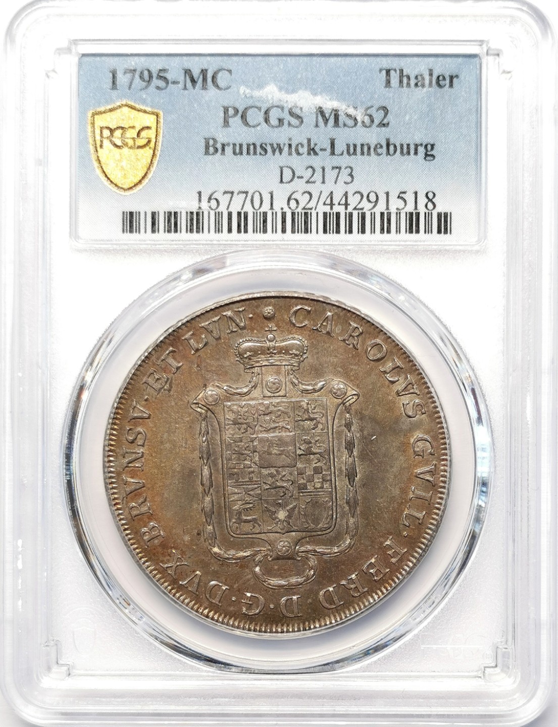 凡希社世界钱币微拍第二百十五期——德奥专场 1795布伦瑞克吕内堡纹章泰勒大银PCGS-MS62