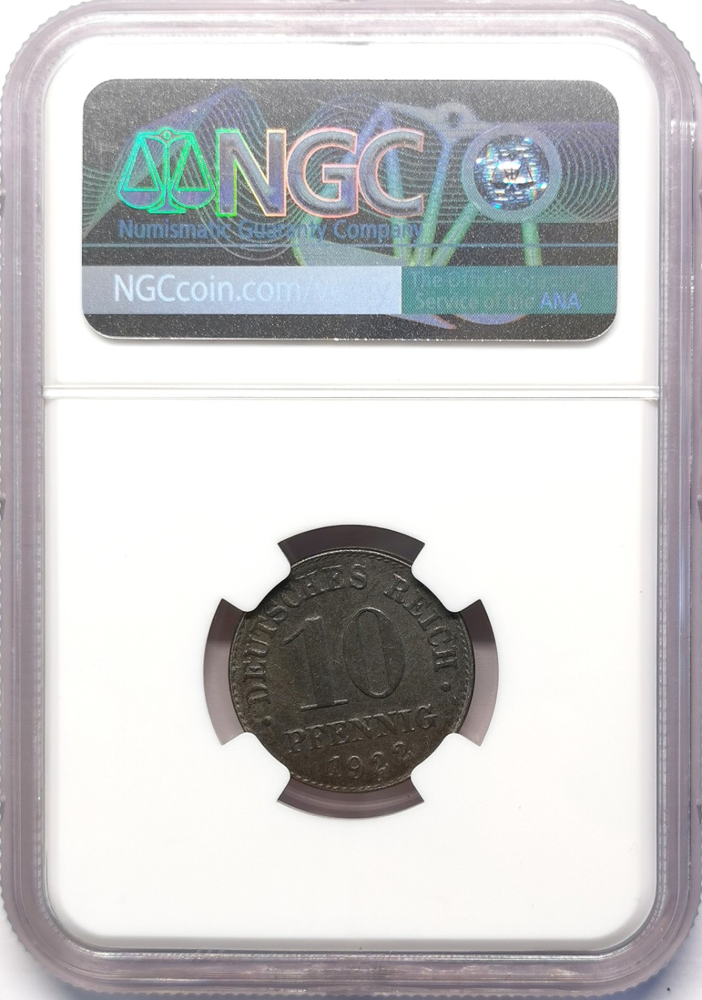 凡希社世界钱币微拍第二百十五期——德奥专场 1922德国10芬尼铁币NGC-MS61亚军分！